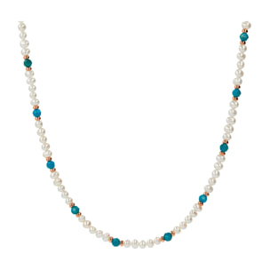 Collana Girocollo con Ametista Viola e Perle d'Acqua Dolce Ø 4/5 mm