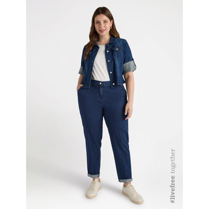 Fiorella Rubino - Vaqueros ballon con bolsillos americanos - Azul