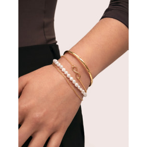 Pulsera Pearl Chain Acero Baño Oro