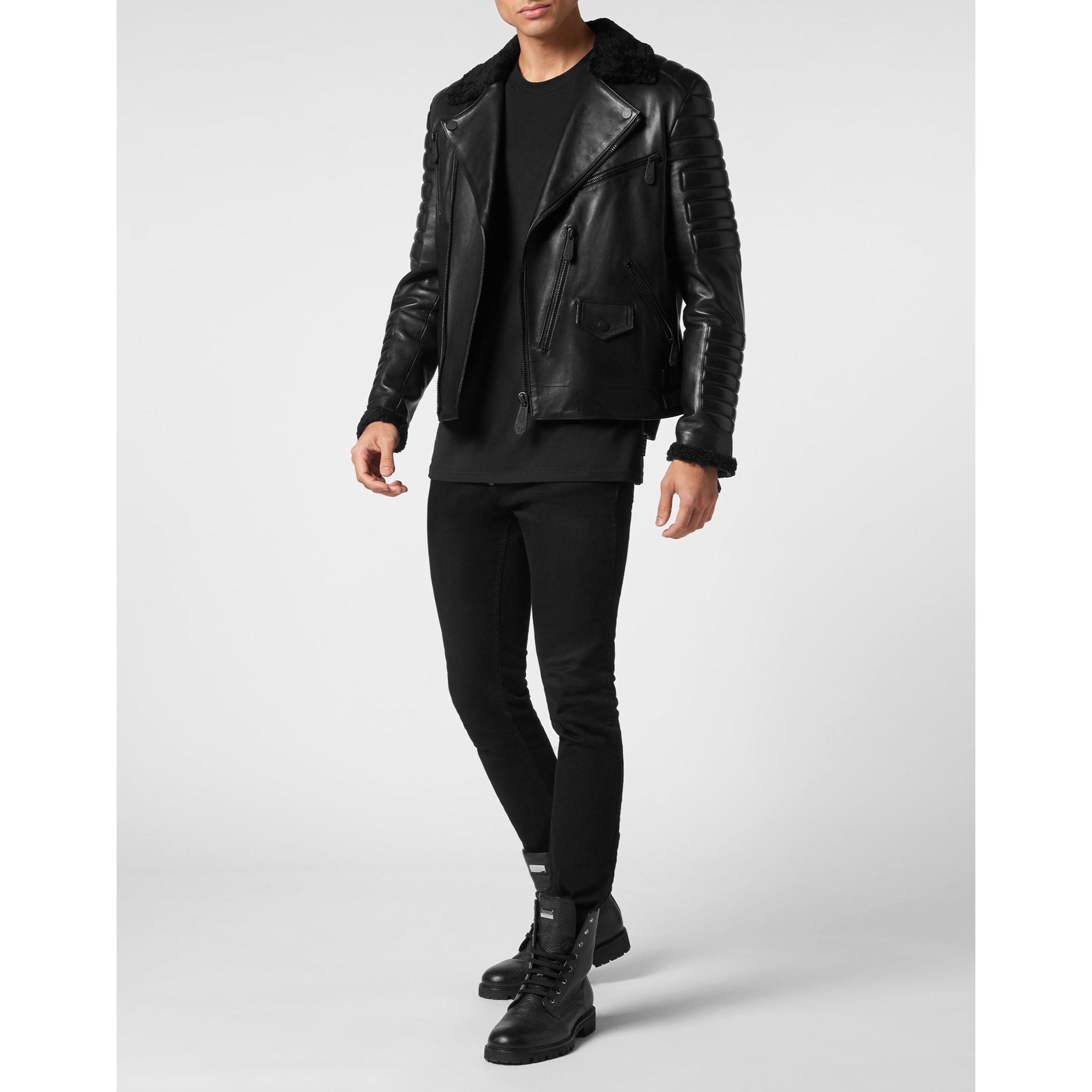 PHILIPP PLEIN Biker de cuero GOTHIC PLEIN