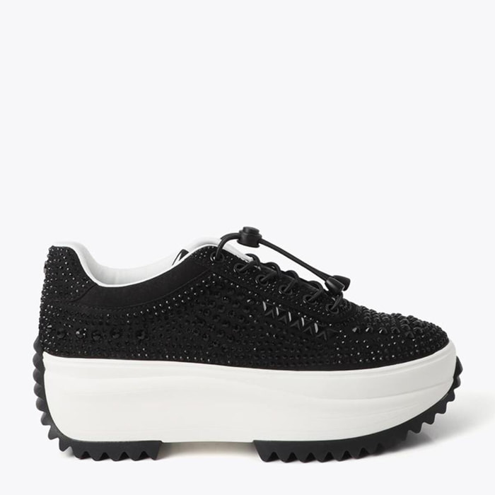 Sneakers nere con plateau e glitter