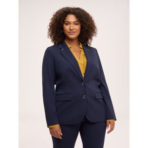 Fiorella Rubino - Blazer en punto Milano con detalles metálicos - Azul