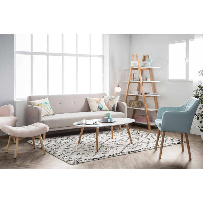 Chaise scandinave en tissu gris clair et bois clair ALEYNA