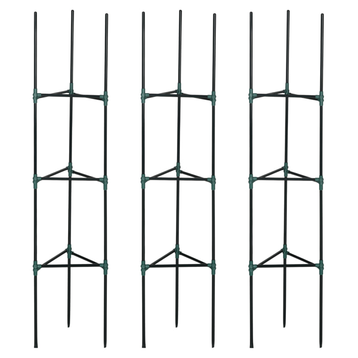 Juego de 3 Enrejados de Jardín Soportes para Plantas Trepadoras con Marco de Acero para Frutas Verduras Flores Decoración Exterior Patio Terraza 38x38x182 cm Verde