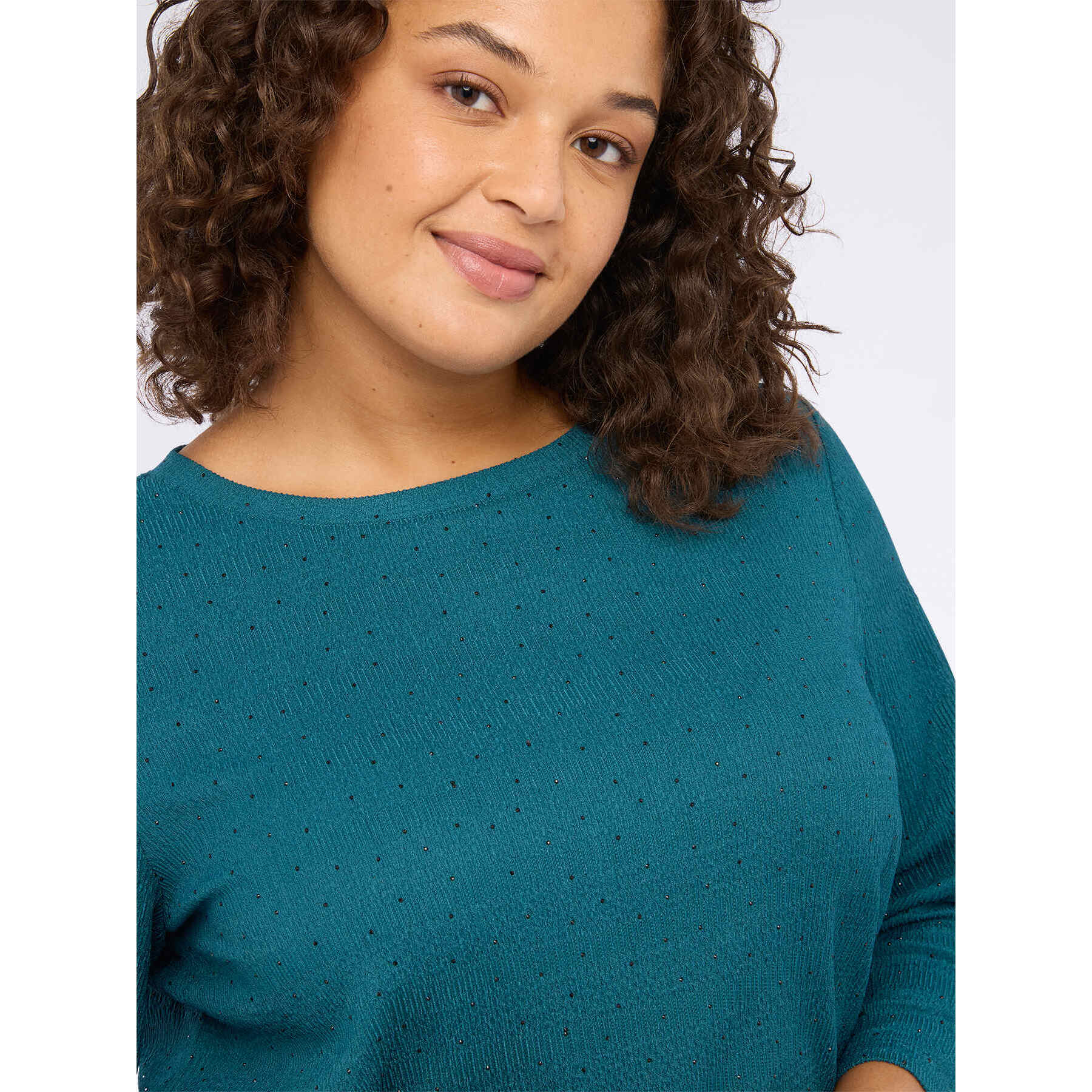 Fiorella Rubino - Camiseta de punto con lentejuelas y flecos - Petrol Blue