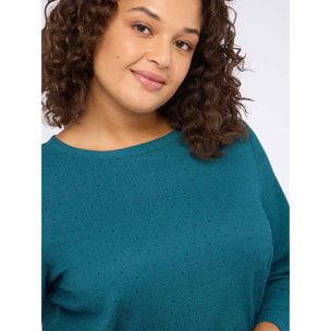 Fiorella Rubino - Camiseta de punto con lentejuelas y flecos - Petrol Blue