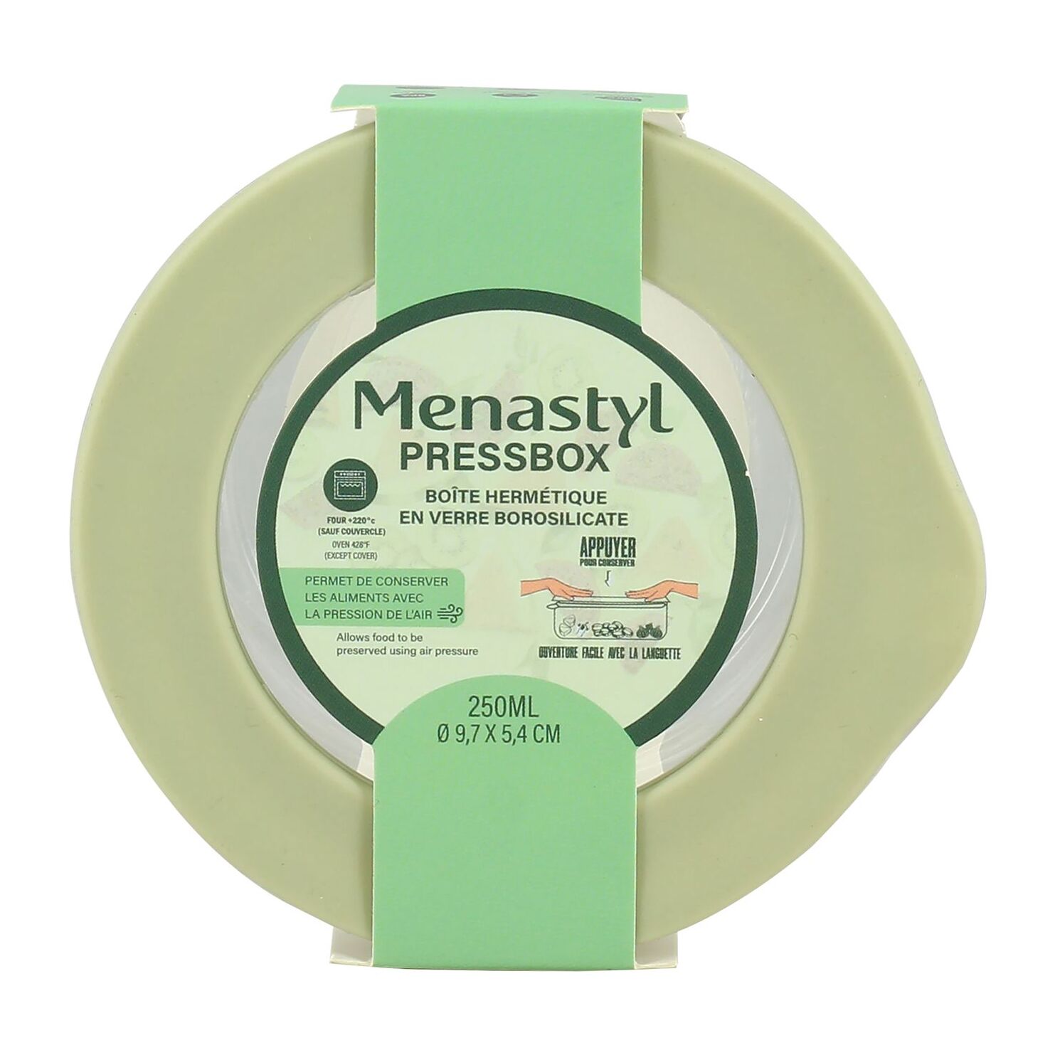 Boîte hermétique ronde verte 250ml PRESSBOX