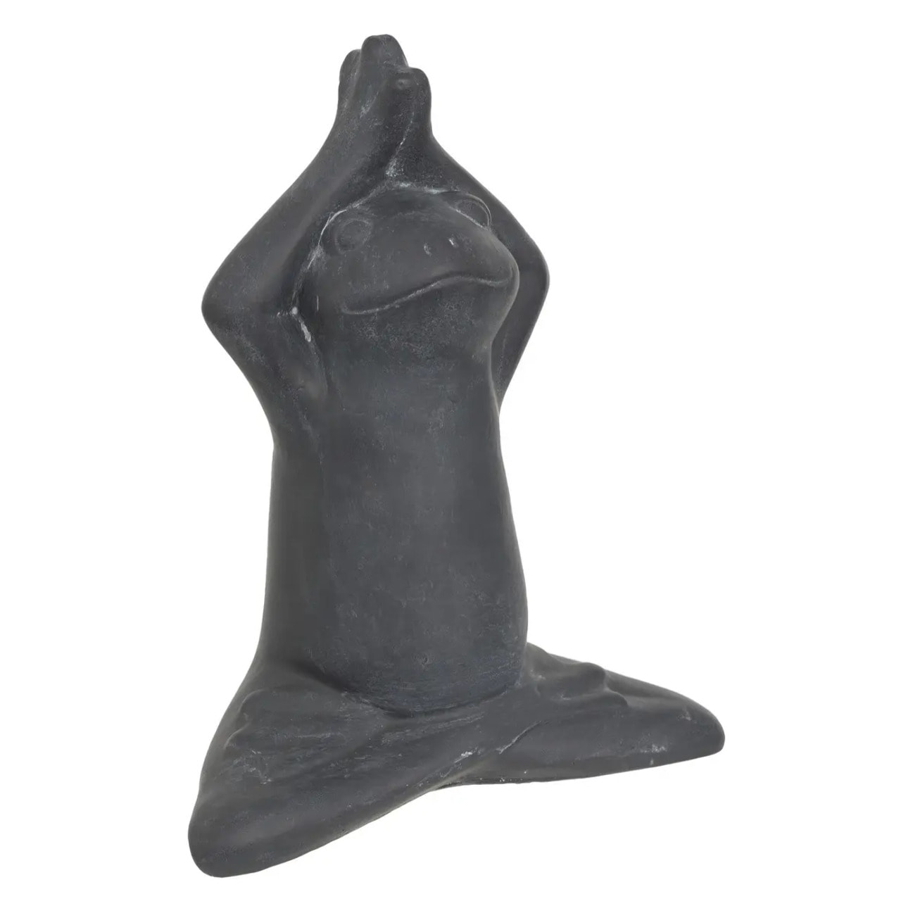Statuette d'extérieur grenouille Lia gris H18cm en ciment