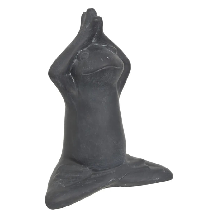 Statuette d'extérieur grenouille Lia gris H18cm en ciment