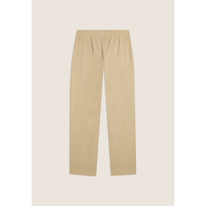 Pantaloni Cropped Fit a Carota in Popeline elasticizzato