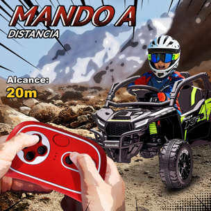 Coche Eléctrico para Niños 12V, Kawasaki Teryx KRX 1000, Coche de Batería UTV con 2 Motores, Control Remoto 2,4G, Suspensión Trasera, Faros, USB, para Niños de +3 Años, Negro