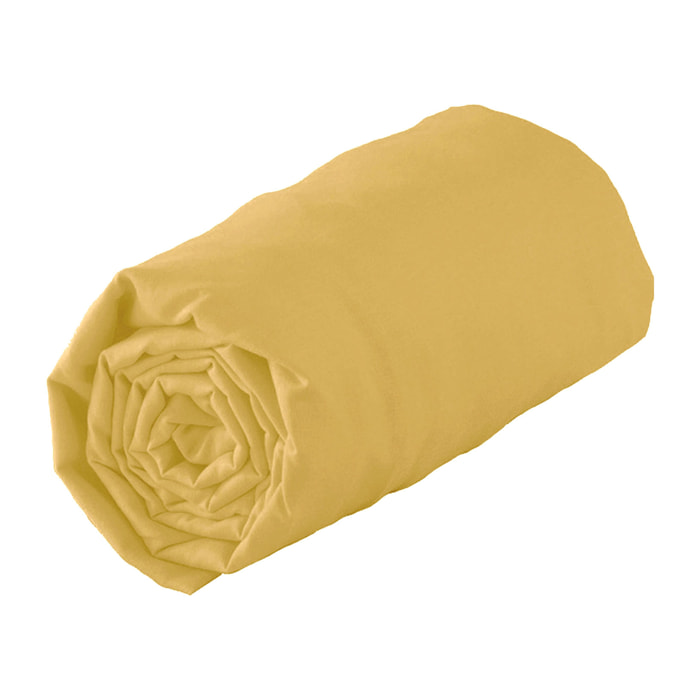 Drap housse 100% coton bio bonnet 30 cm - Jaune