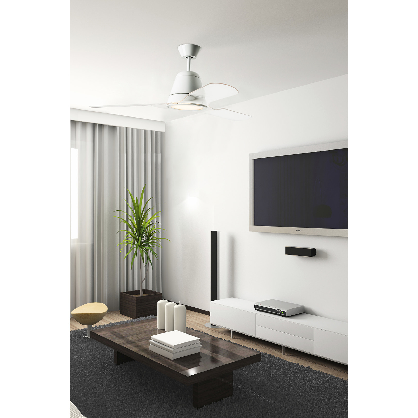 Forlight Ventilador IP20 Tiga LED 18.9W 3000K Blanco brillante Transparente