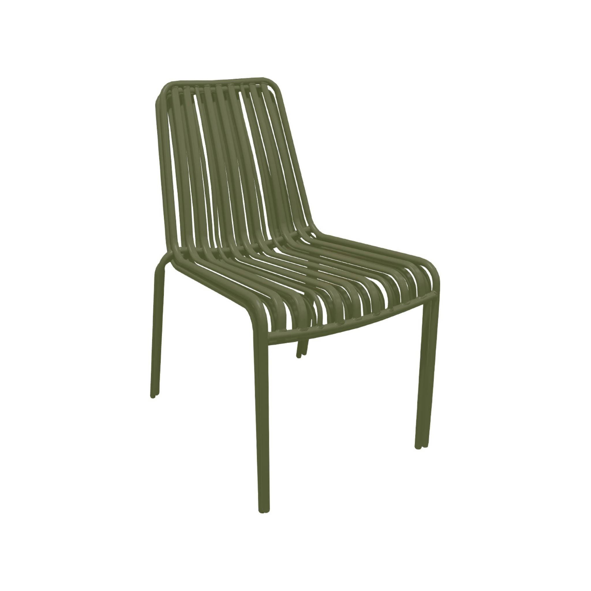 Lot de 2 chaises de jardin FLORIDA kaki empilable en acier. L 59 x P 47.5 x H 78 cm