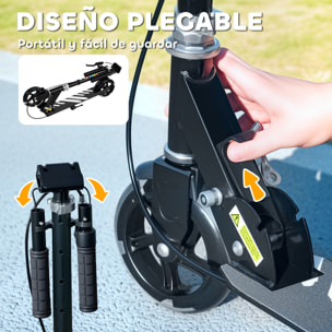 Patinete Plegable para Niños de 3-8 Años, Patinete Infantil de 2 Ruedas con LED Luces, Manillar de 4 Altura Ajustable, Freno Posterior y de Mano, Negro
