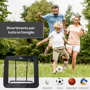 HOMCOM Rebounder Pieghevole e Regolabile da Esterno per Calcio, Baseball e Pallavolo, 128x118x108-120 cm, Nero