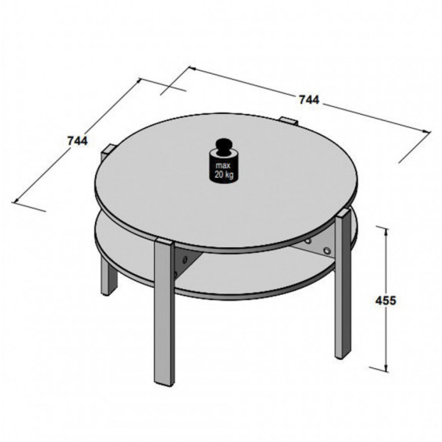Table basse ronde en bois avec niches - 5 coloris - BAGO