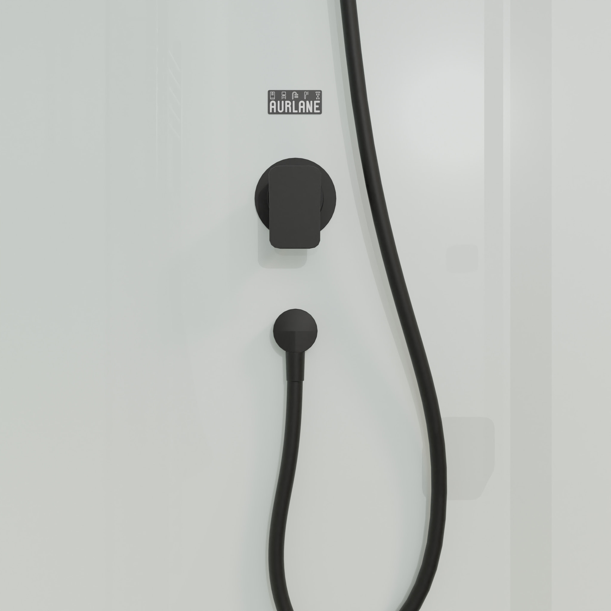 Cabine de douche carrée 80x80x200cm - Porte pivotante - Fonds Blancs - Receveur et Profilés Noirs