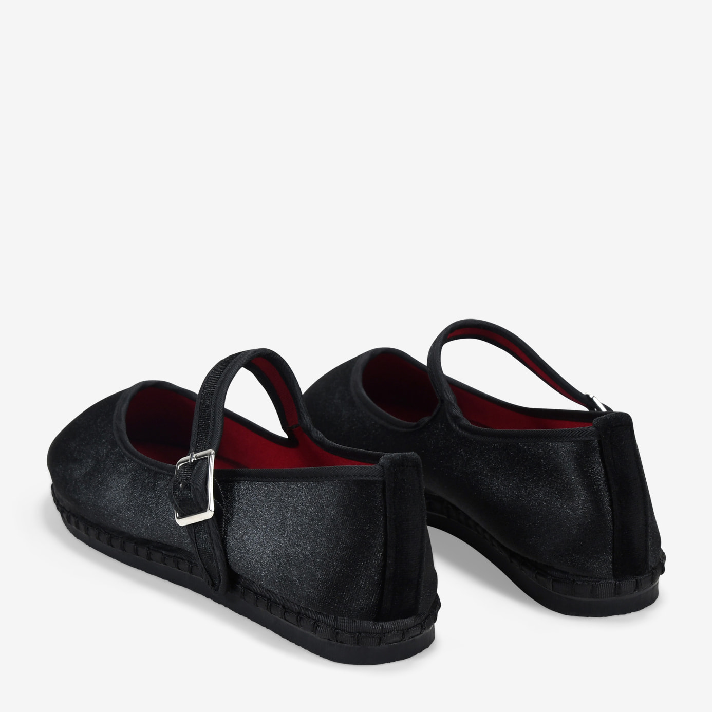 Bailarinas negras de terciopelo con hebilla