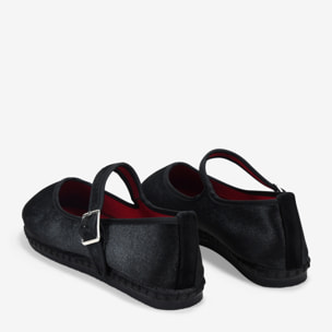 Bailarinas negras de terciopelo con hebilla