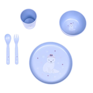 Set repas 5 pièces H19cm bleu