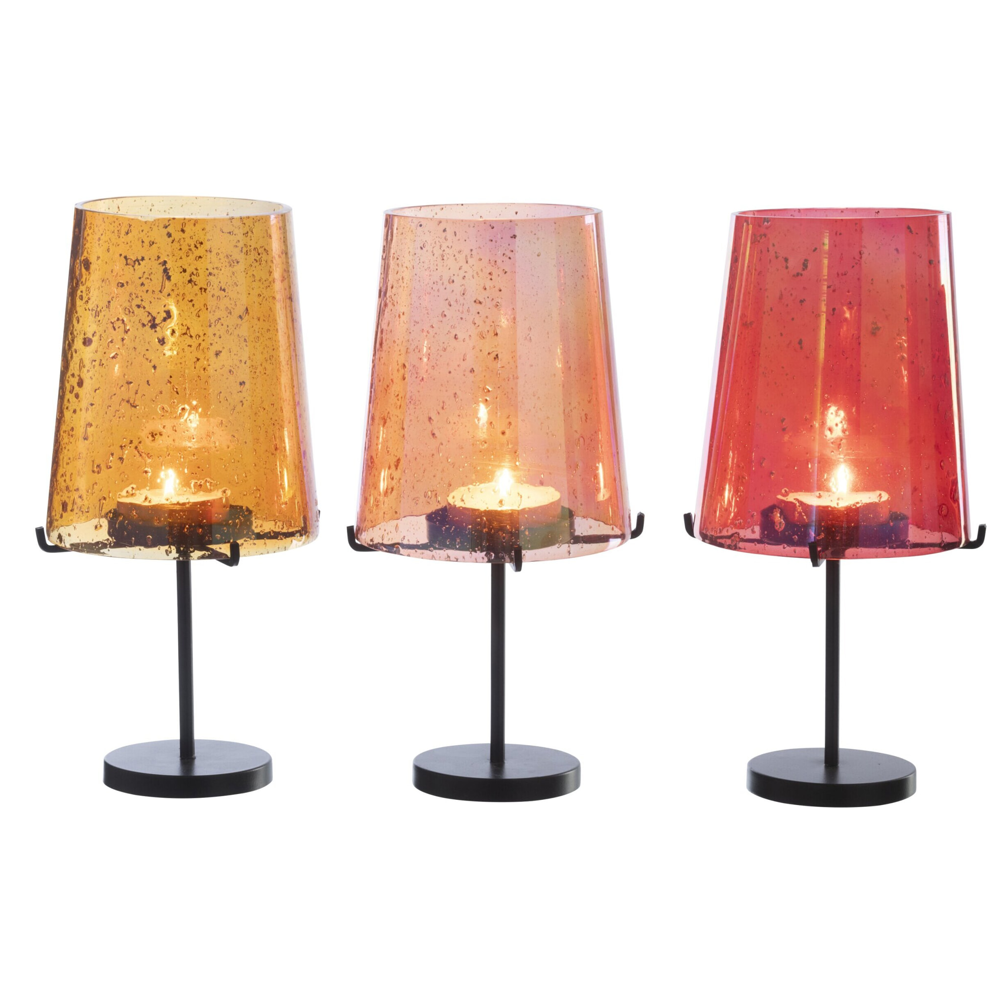 J-Line Photophore - verre - orange/rouge - 3 pièces