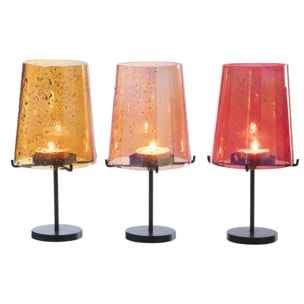 J-Line Photophore - verre - orange/rouge - 3 pièces