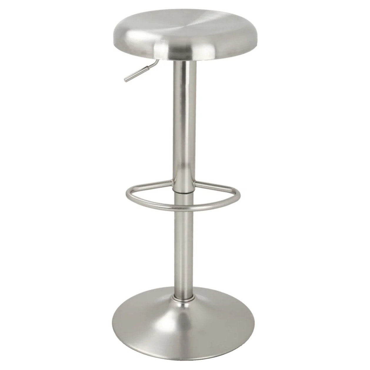 Lot de 2 tabourets de bar réglables en métal brossé 60/82 cm - Silver