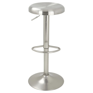 Lot de 2 tabourets de bar réglables en métal brossé 60/82 cm - Silver