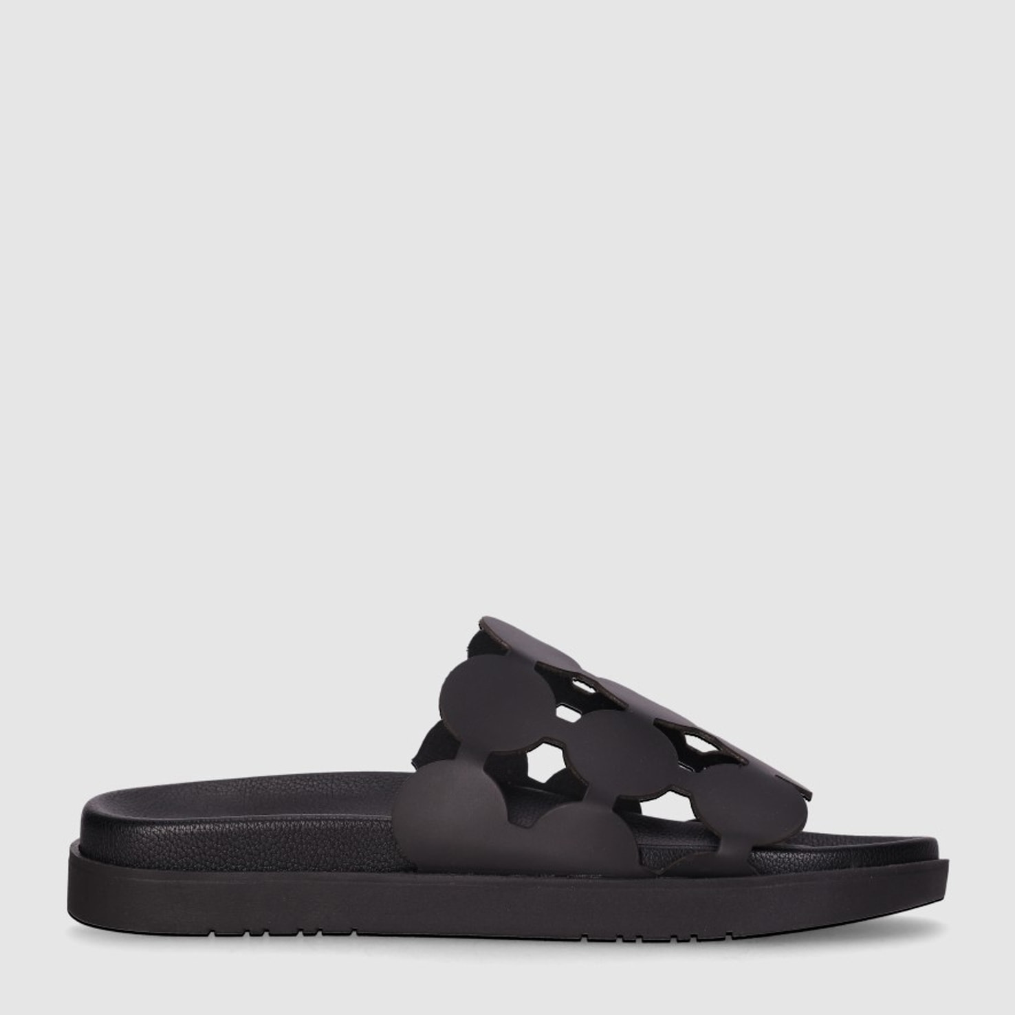Sandalias de Piel - Negro - Tacón: Bajo