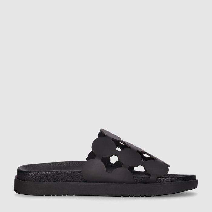 Sandalias de Piel - Negro - Tacón: Bajo