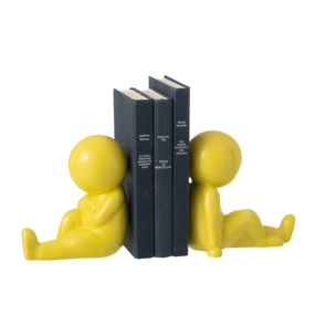 J-Line Serre-livre Marcel - grès - jaune - set de 2
