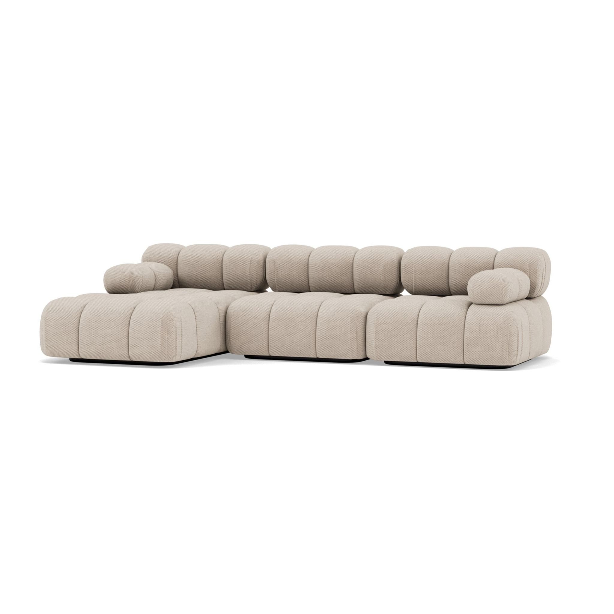 Ruby - canapé modulable d'angle gauche 4 places en velours texturé - Beige