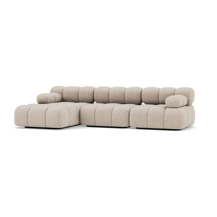 Ruby - canapé modulable d'angle gauche 4 places en velours texturé - Beige