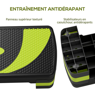 Stepper Fitness Aérobic hauteur réglable surface antidérapante 80 x 31 x 20 cm noir vert