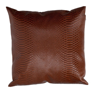 Cuscino in ecopelle marrone quadro cm38x38