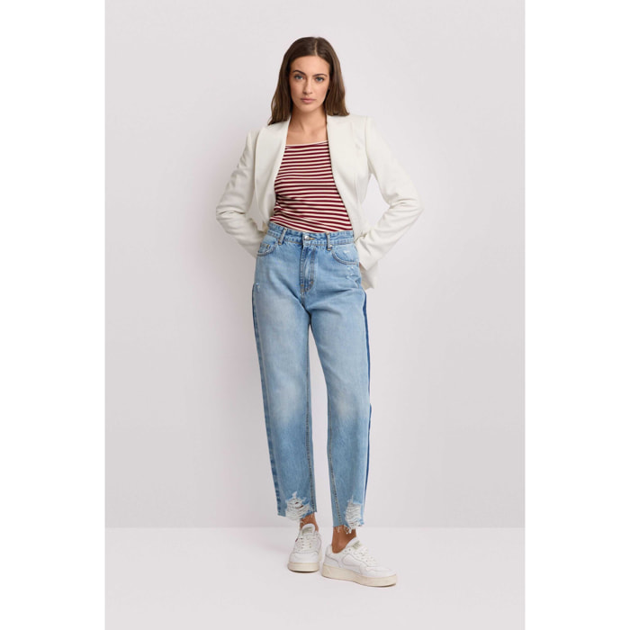Kocca - Pantaloni stile boyfriend con inserto laterale Donna, Denim