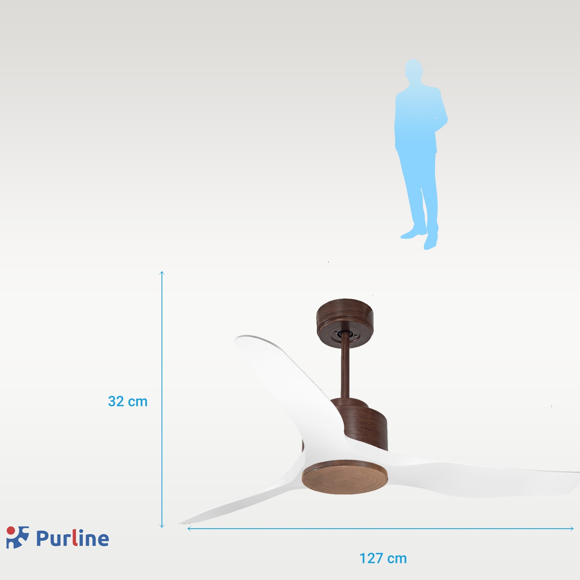 Ventilateur de plafond ø127 cm avec Wifi Réversible Hypersilence 40   W brun