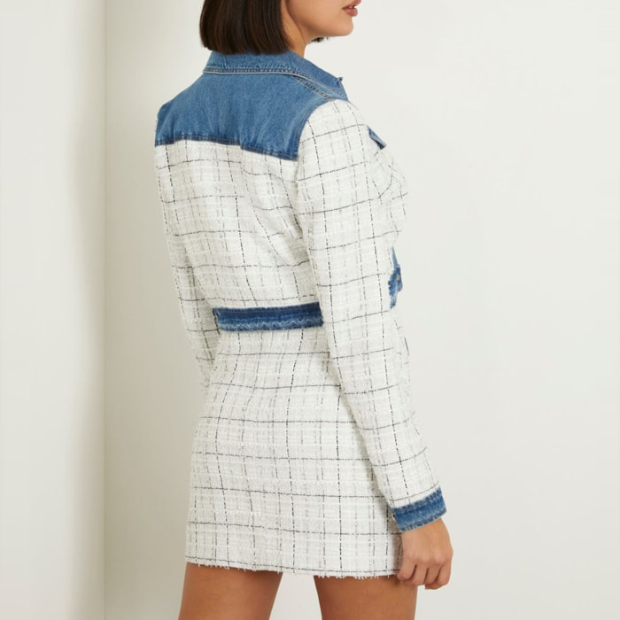 Veste Natalie - carreaux - blanc et bleu