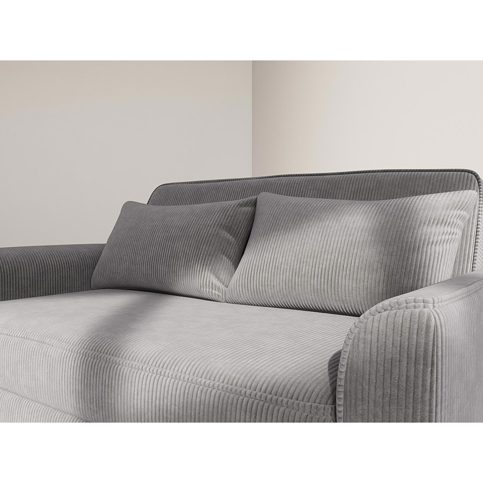 Ernest - Canapé droit 2 places convertible en velours côtelé - Gris