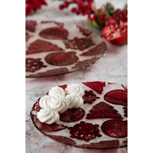 Set 6 Piatti Excelsa - Xmas, Vetro Rosso