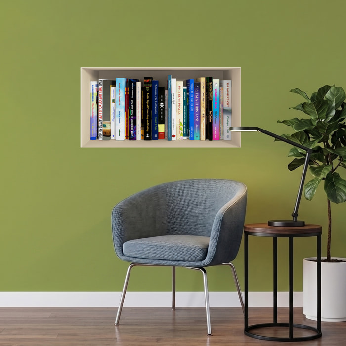 Stickers muraux 3D | Sticker Mural Autocollant effet 3D livres 1ère partie - Stickers adhésifs 3D Chambre Salon Trompe l'oeil