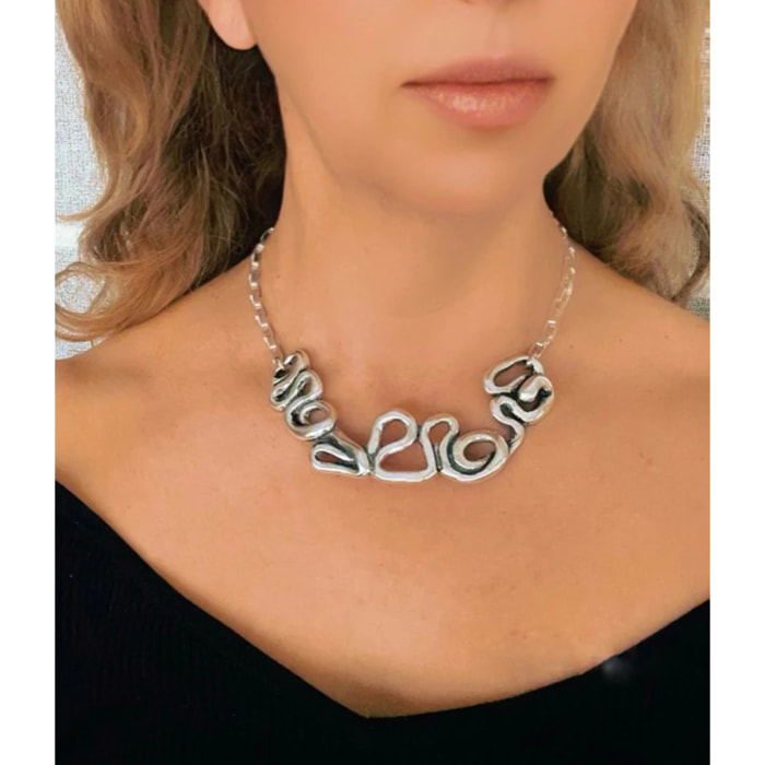 Collar Enredo en plata 10µ con cadena chapada