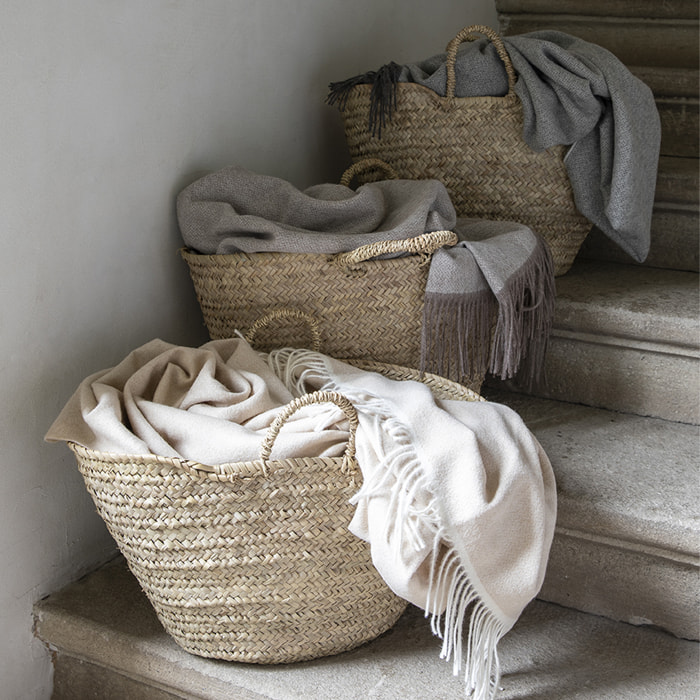 Plaid uni en alpaga, NOMADE, Latte