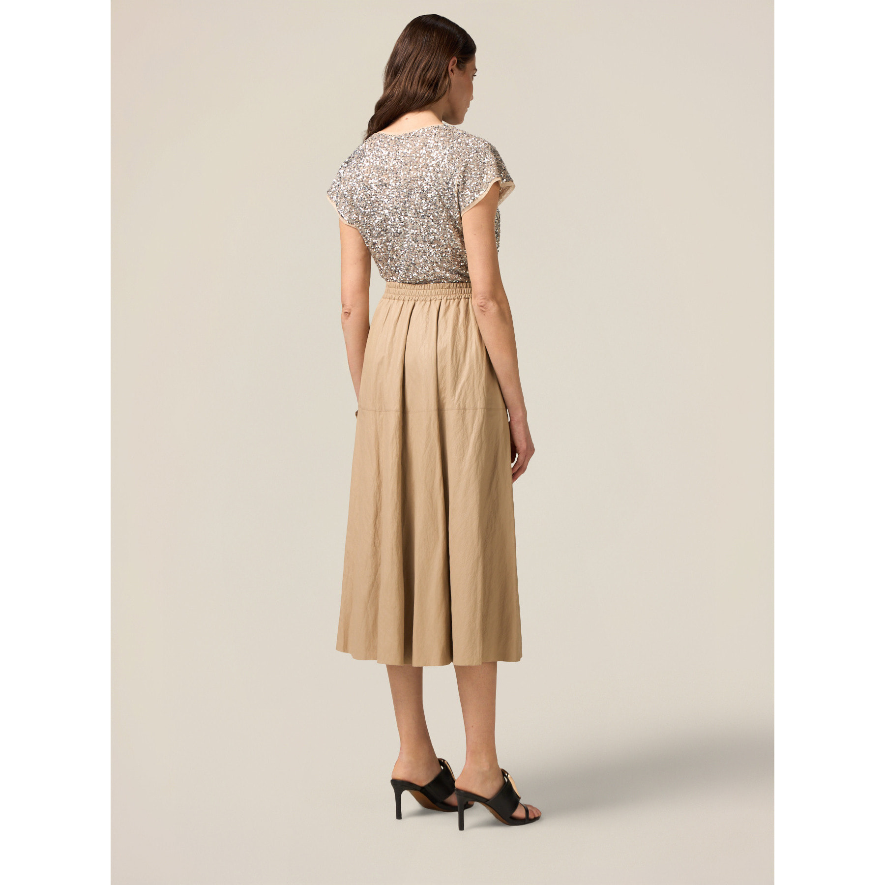 Oltre - Falda midi amplia - Beige