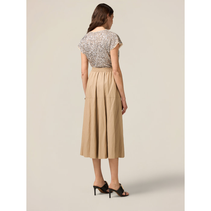 Oltre - Falda midi amplia - Beige