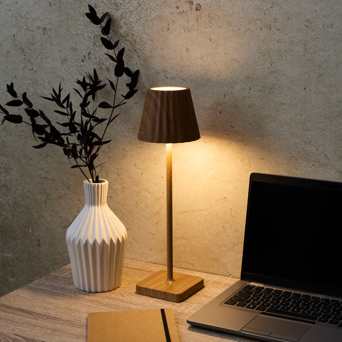 Lampe De Table Rechargeable Usb Bois Clair