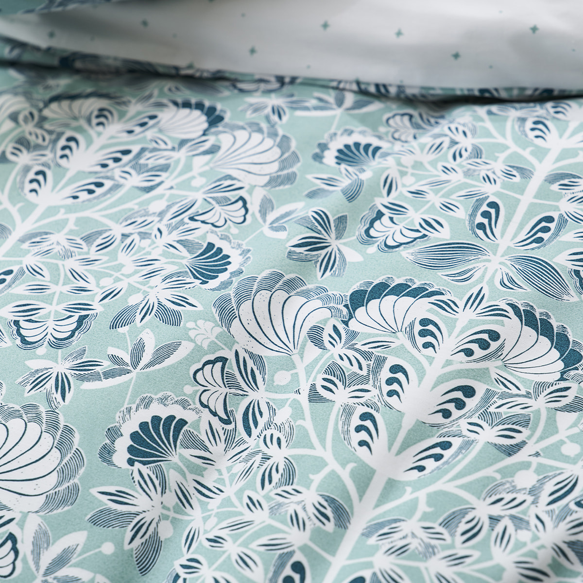 Parure de lit Housse de couette + Taie rectangle en percale de coton, IMPÉRIAL, Bleu