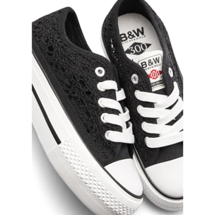 Zapatillas Bajas Diseño Ganchillo en Negro