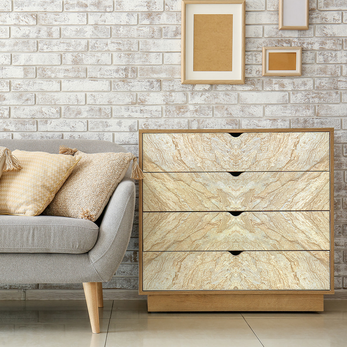 Sticker marbre pour meuble sable 60 x 90 cm